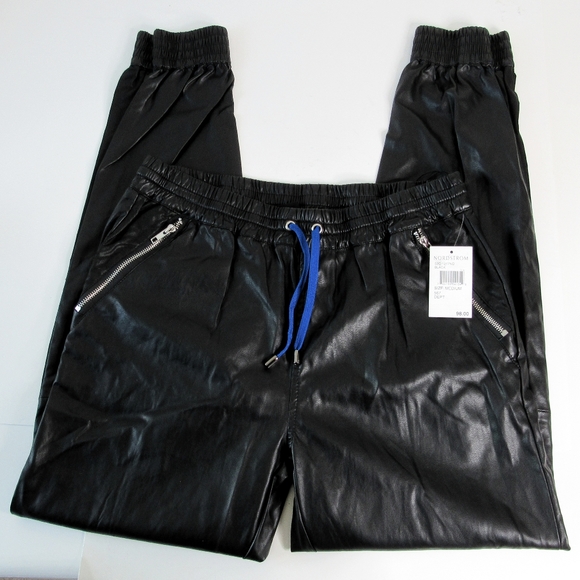 NWT Blank NYC Black Vegan Leather Track Pants SZ M - Picture 8 of 8